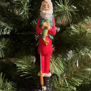 Santa Claus Fisherman Ornament